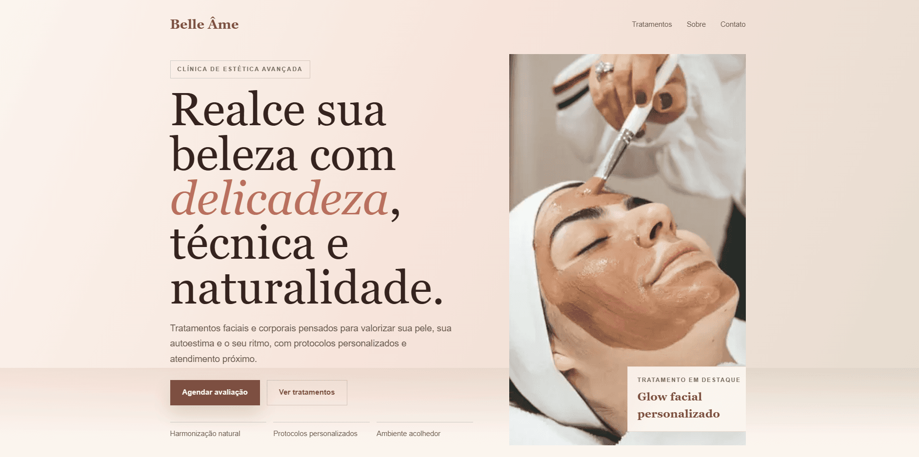Captura de tela de um site para Estética