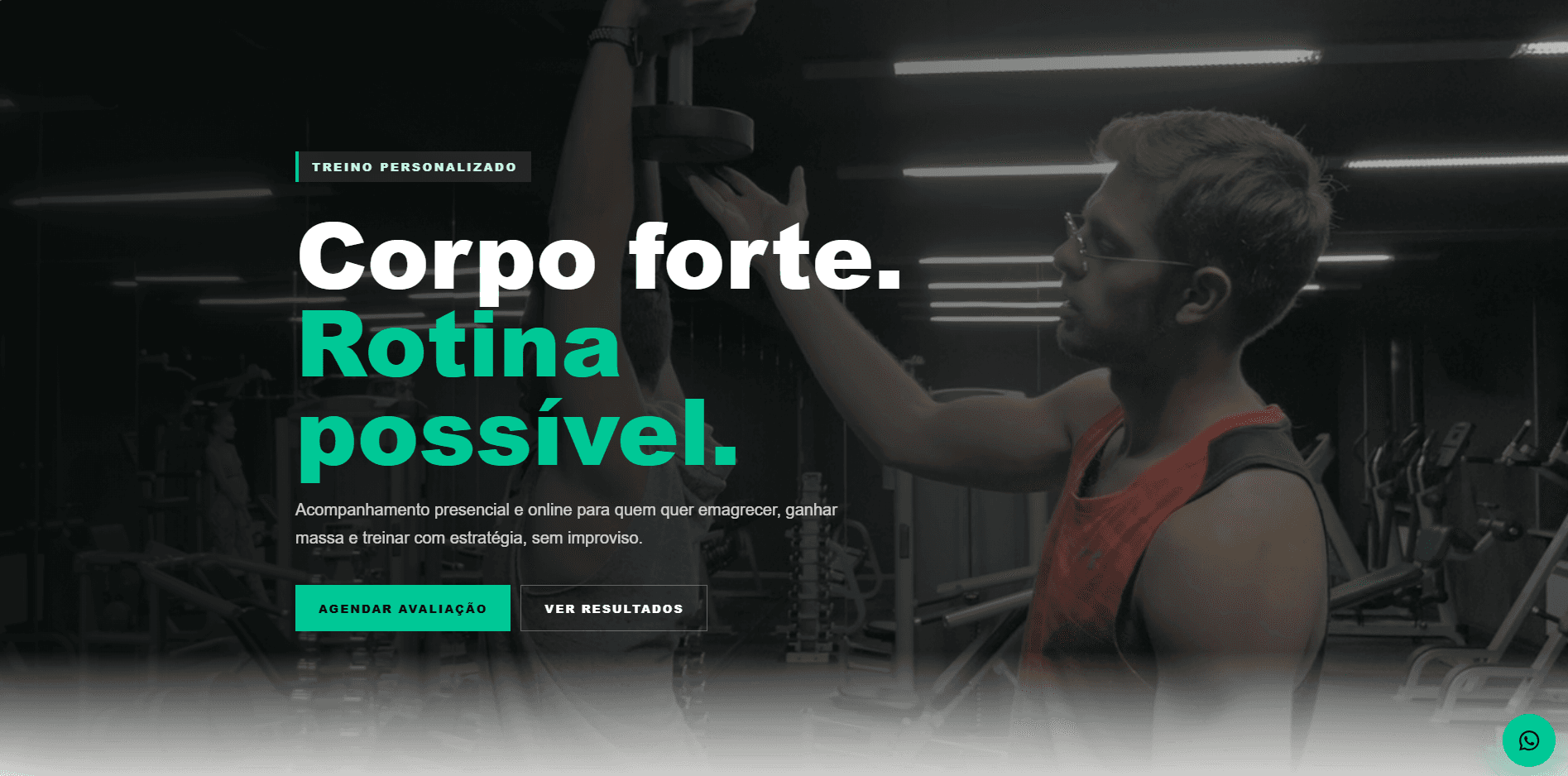 Captura de tela de um site para Personal trainer